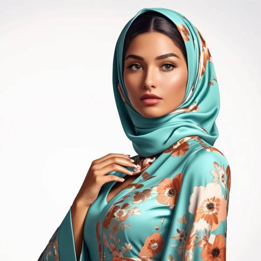 Elegant Woman in Floral Hijab and Dress