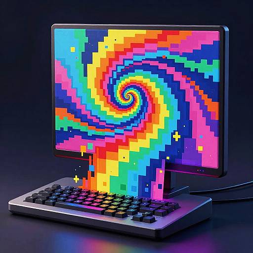 Vibrant Pixel Abstract Digital Art