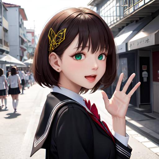 Aesthetic Anime Girl in Street Scene