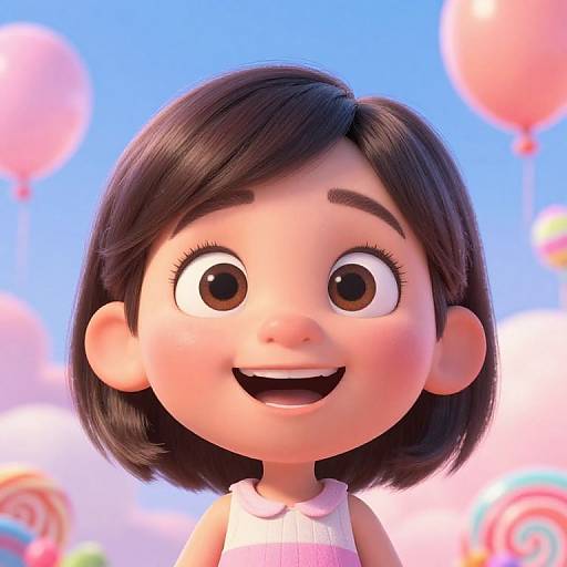 Joyful Pixar-Style Girl Portrait