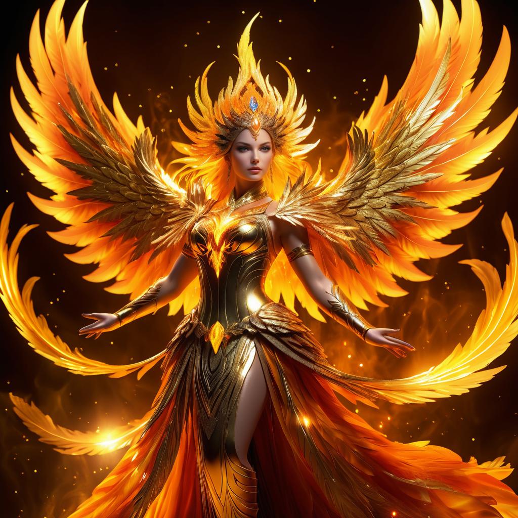 Ethereal Phoenix Rising from Ashes