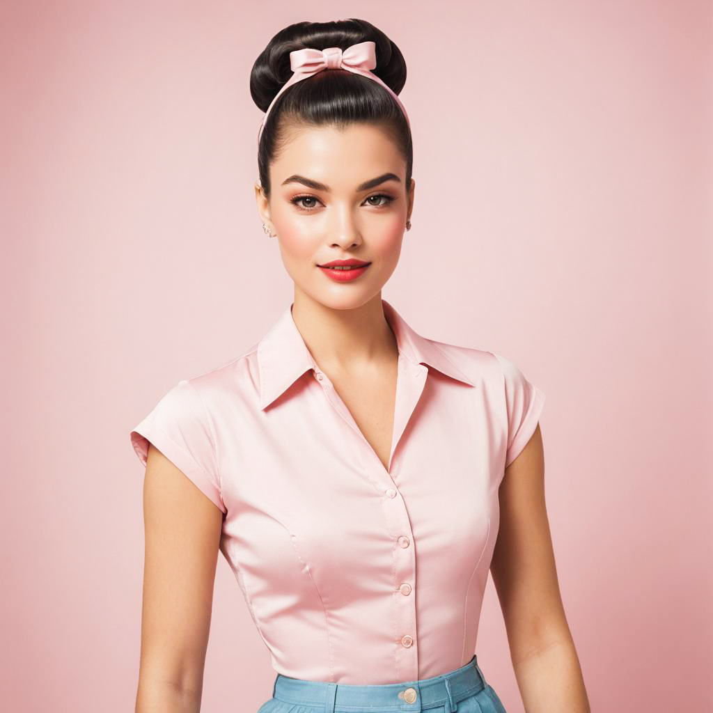 Cheerful Pin-Up Model in Retro Style