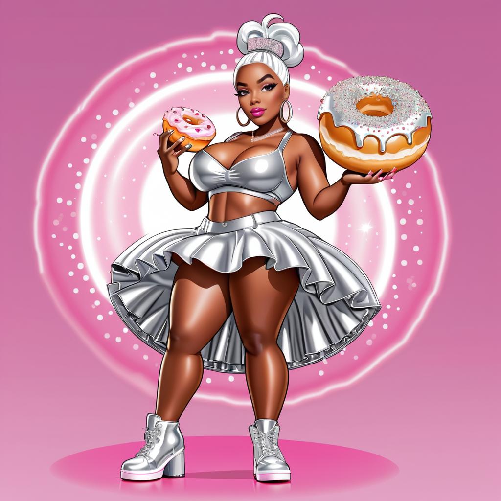 Hip-Hop Cupcake Character with Giant Donut