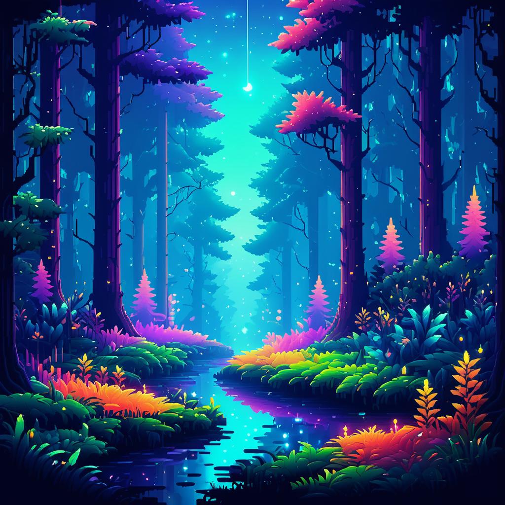 Mystical Forest Pixel Art Landscape