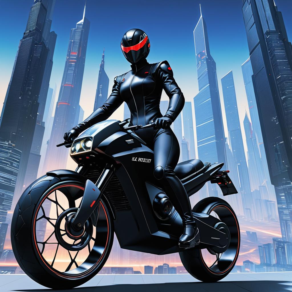 Futuristic Assassin on Silent Electric Bike