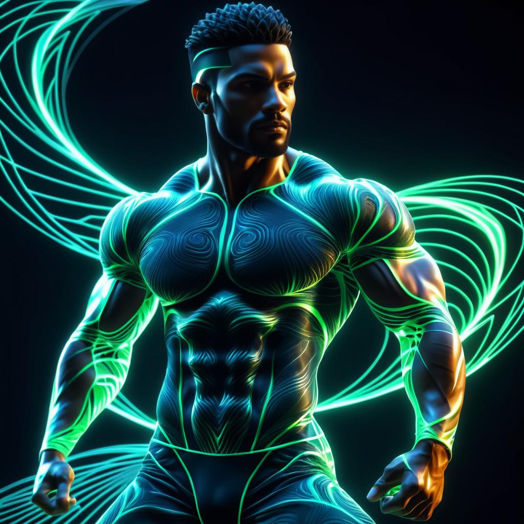 Dramatic Fractal Mesh of Athlete