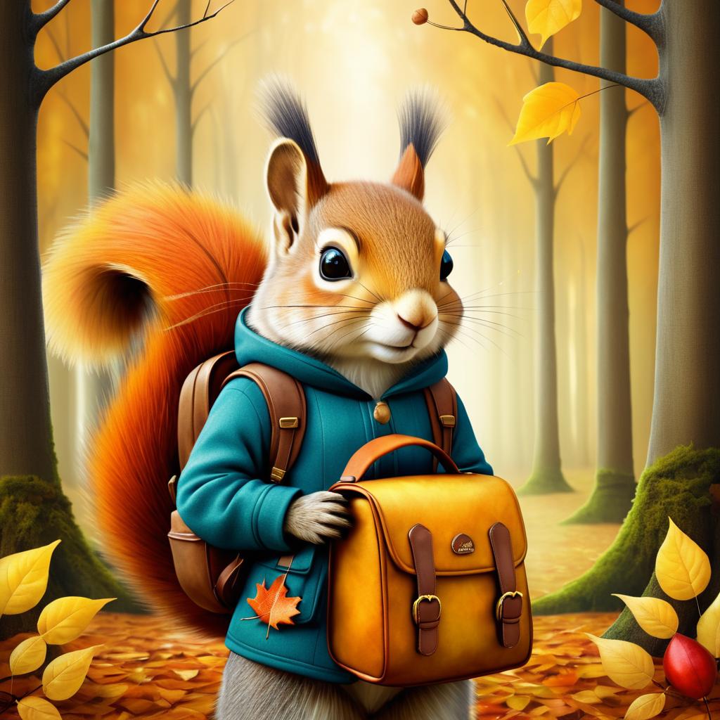 Charming Squirrel in Autumn Forest