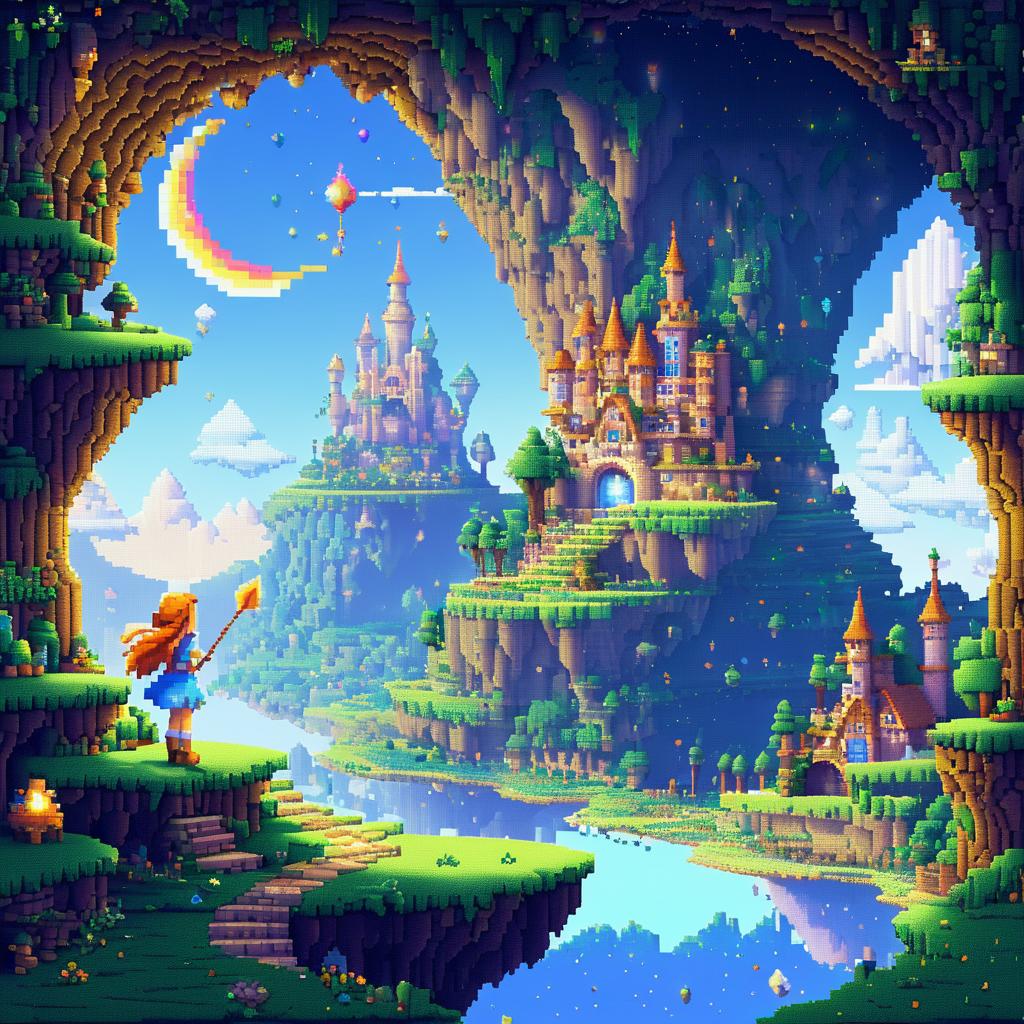 Mystical 16-Bit Pixel Art Cave