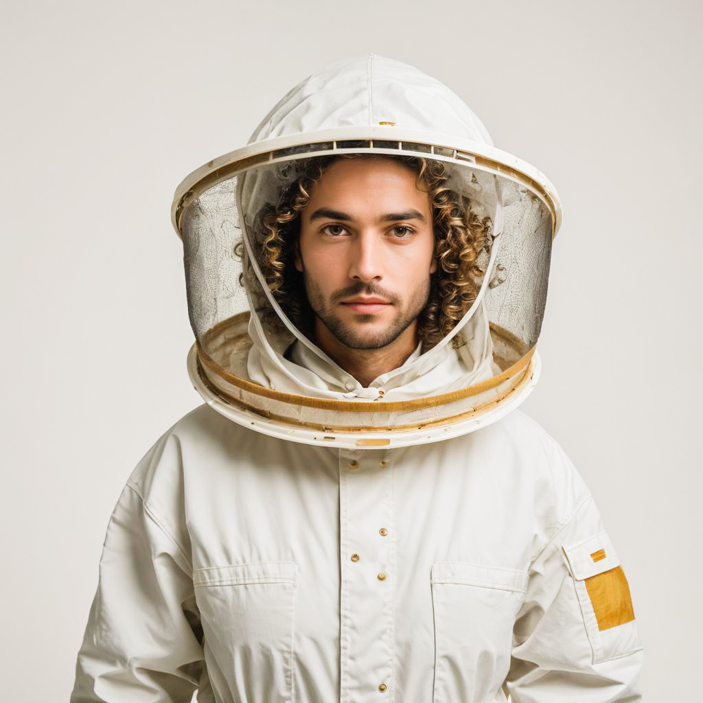 Curly Haired Beekeeper in Studio Shoot