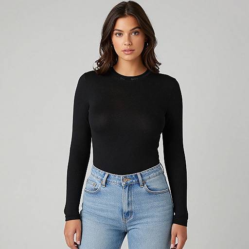 Casual Woman in Branded Pullover and Jeans