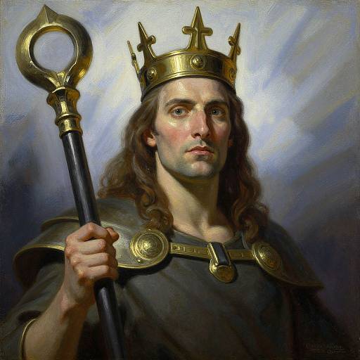 Regal Warrior with Crown and Scepter