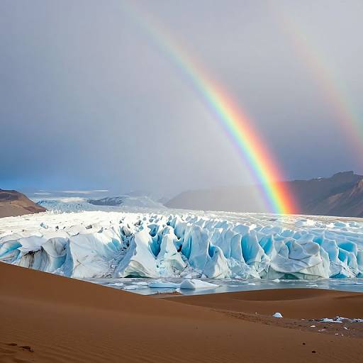 Ethereal Glacier Symphony with Rainbows