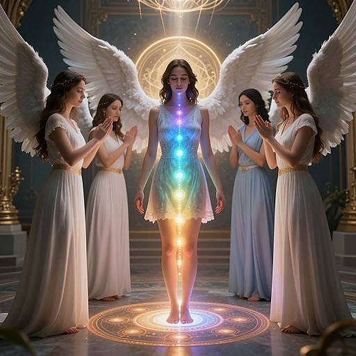 Woman with Activated Chakras and Angelic Guides
