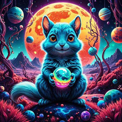 Cute Alien Squirrel on Surreal Venus Landscape