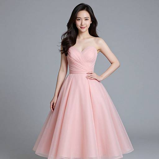 Woman Posing in Pink Princess Dress