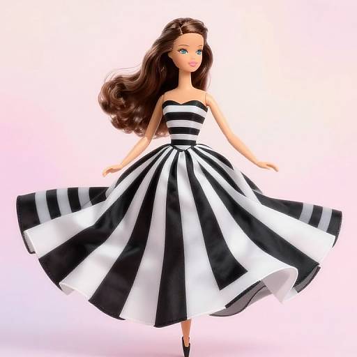 Black and White Striped Barbie Dress