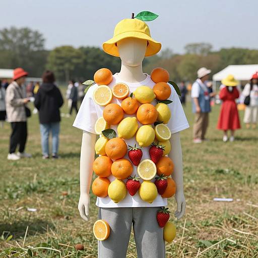 Surreal Fruit-Themed Mannequin Scene