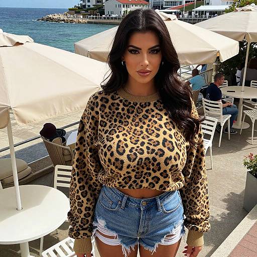 Overhead Shot of Stylish Woman at Cafe
