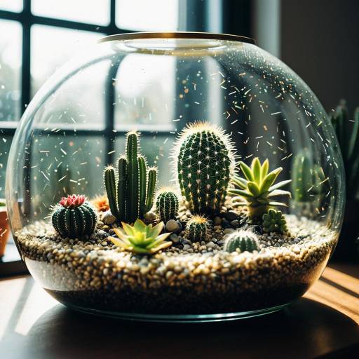 Glass Terrarium with Mini Cacti