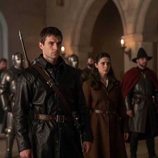 Medieval Hall with Armed Man and Woman