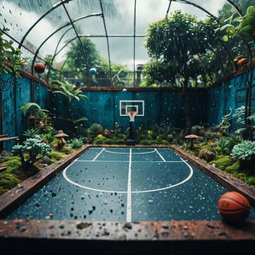 Miniature Basketball Court in Rainy Terrarium