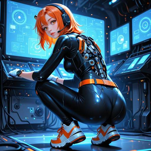 Futuristic Android with Orange Features