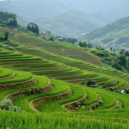 Ancient Terraced Rice Paddies Landscape
