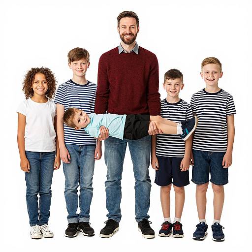 Smiling Children in Casual Attire