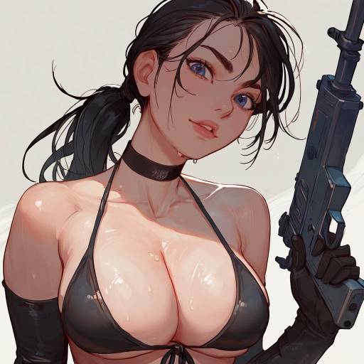 Lone Warrior in Black Bikini and Gloves