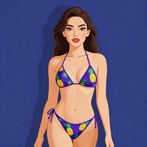 Woman in Tropical Pineapple Bikini