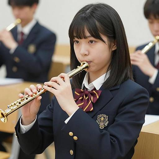 Young Japanese Woman Playing Flute
