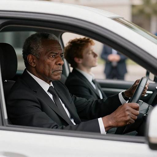 Tense Car Ride: Stern Driver, Passenger