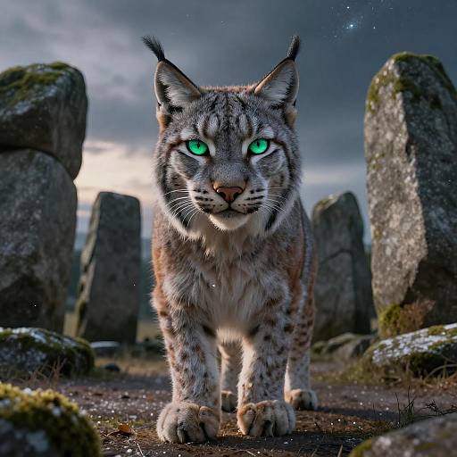 Silver Lynx at Ancient Stone Circle