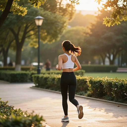 Woman Jogging in Sunny Park
