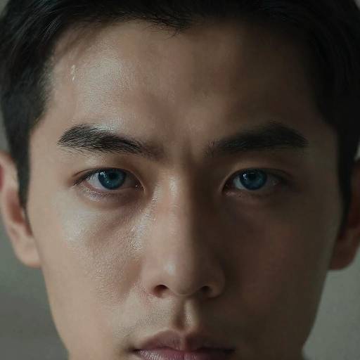 Close-up of Man with Intense Blue Eyes