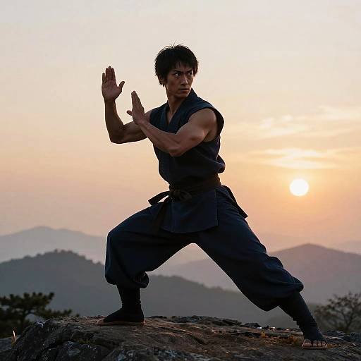 Half-Japanese Martial Artist at Sunrise