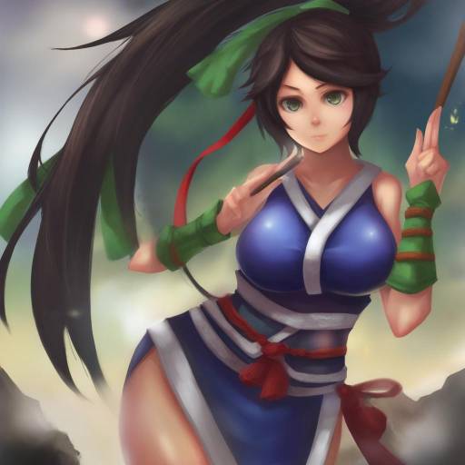 Illustration of Akali (legacy), league of legends in the style of Ctrlz77