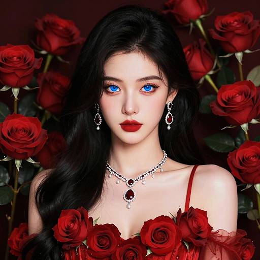 Hyper-Realistic Woman with Roses