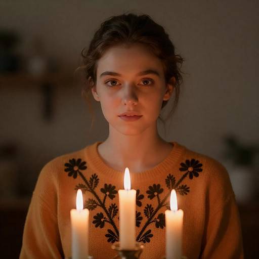 Candlelit Portrait of Young Woman
