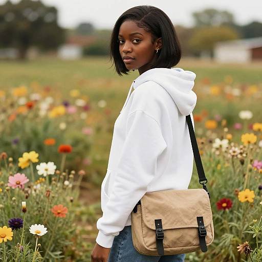 Side Swept Bob Girl in Field