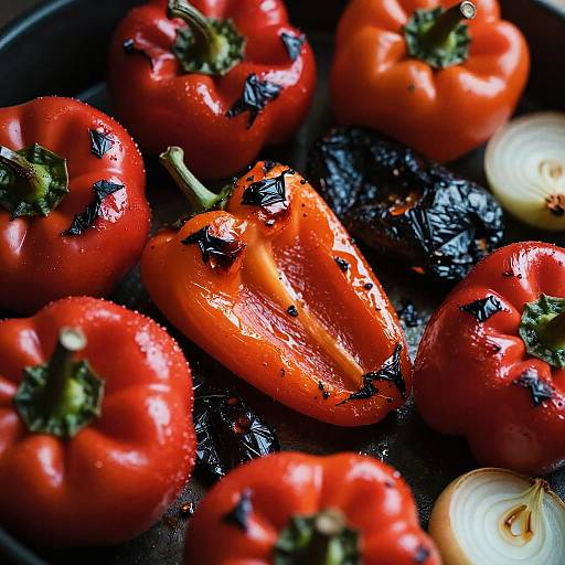 Fiery Close-Up of Roasted Vegetables