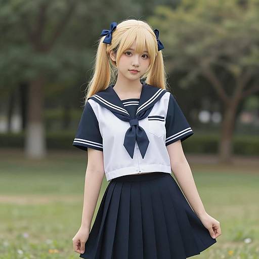 Charming Young Woman in Sailor Uniform