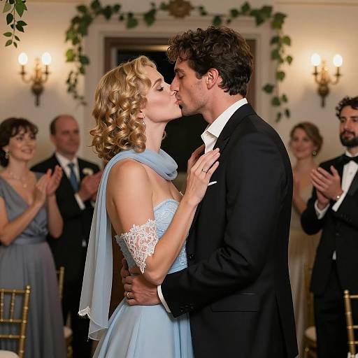 Romantic Dimly Lit Couple Embrace