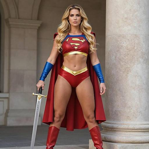 Confident Supergirl with Sword