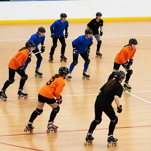 Indoor Roller Hockey Game in Progress