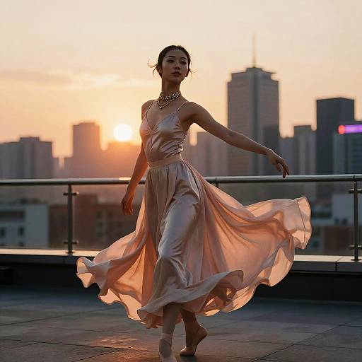 Cinematic Sunset Rooftop Ballet Portrait