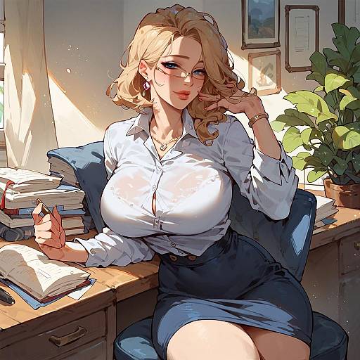 Mature Businesswoman Sitting at Desk