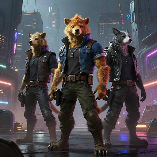 Cyberpunk Anthropomorphic Futuristic Scene