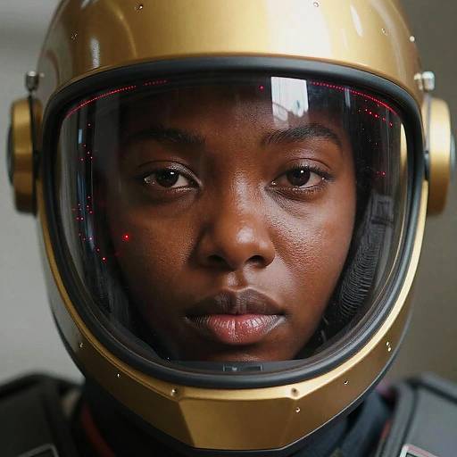 Futuristic Helmeted Portrait Close-Up