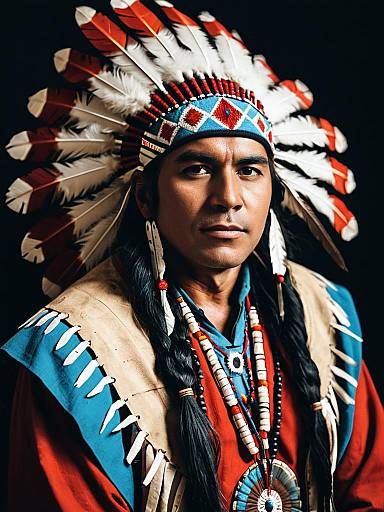 Man in American Indian Costume Portrait